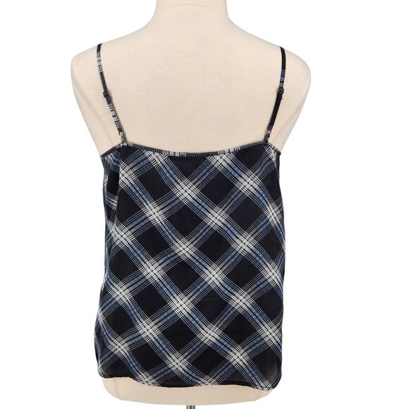 The Limited Sleeveless Top – Navy Plaid Spaghetti Strap Camisole Blouse - Picture 4 of 6